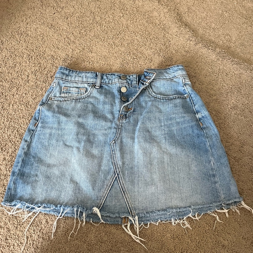 Old Navy Light Blue Frayed Mini Skirt